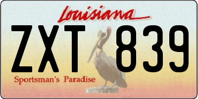 LA license plate ZXT839