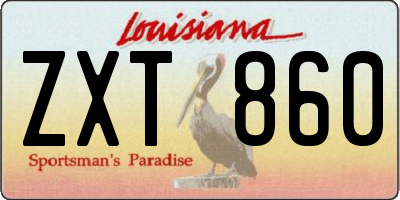 LA license plate ZXT860