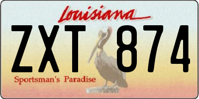 LA license plate ZXT874