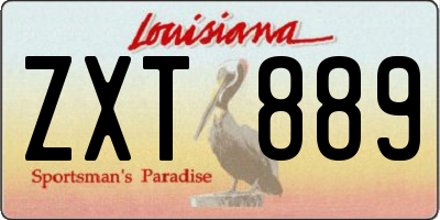 LA license plate ZXT889