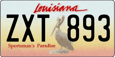 LA license plate ZXT893