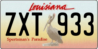 LA license plate ZXT933