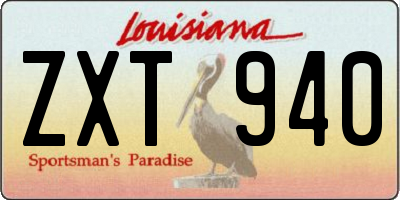 LA license plate ZXT940