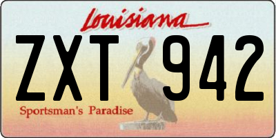 LA license plate ZXT942