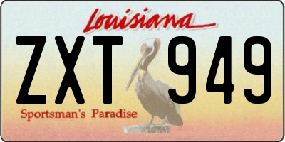 LA license plate ZXT949