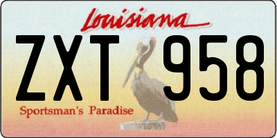 LA license plate ZXT958