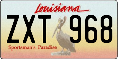LA license plate ZXT968