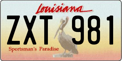 LA license plate ZXT981