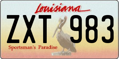 LA license plate ZXT983