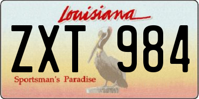 LA license plate ZXT984