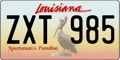 LA license plate ZXT985