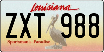 LA license plate ZXT988