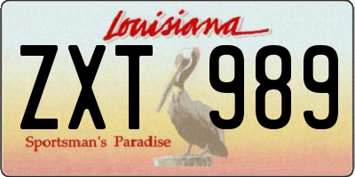 LA license plate ZXT989
