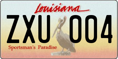 LA license plate ZXU004