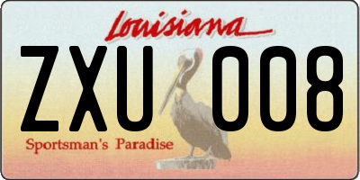 LA license plate ZXU008