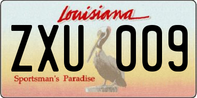 LA license plate ZXU009