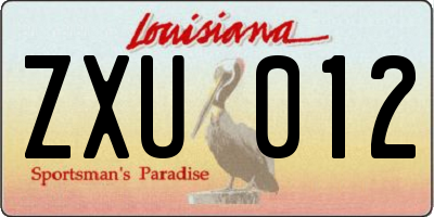 LA license plate ZXU012