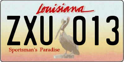 LA license plate ZXU013