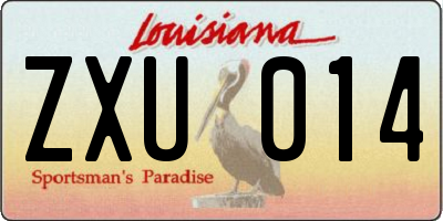 LA license plate ZXU014