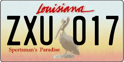 LA license plate ZXU017