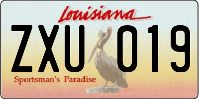 LA license plate ZXU019