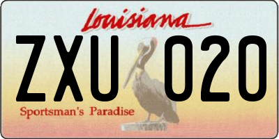 LA license plate ZXU020