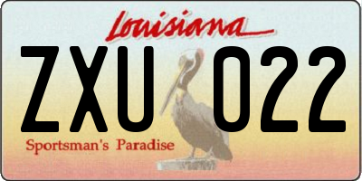 LA license plate ZXU022