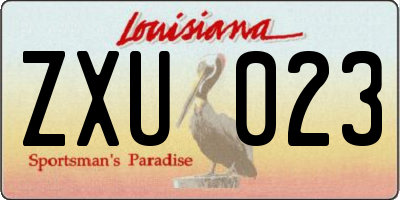 LA license plate ZXU023