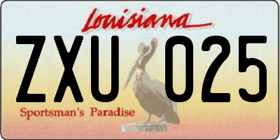LA license plate ZXU025