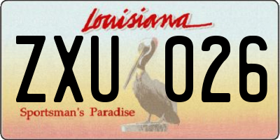 LA license plate ZXU026