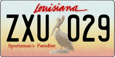 LA license plate ZXU029