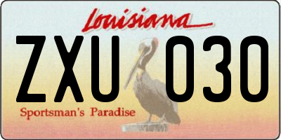 LA license plate ZXU030