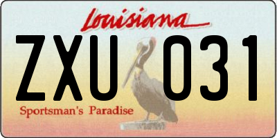 LA license plate ZXU031
