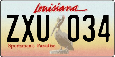 LA license plate ZXU034