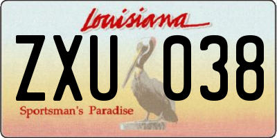 LA license plate ZXU038