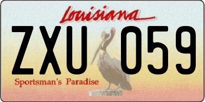 LA license plate ZXU059