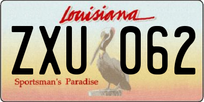 LA license plate ZXU062