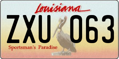 LA license plate ZXU063