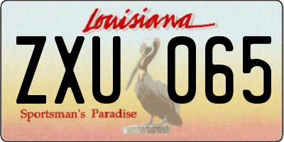 LA license plate ZXU065