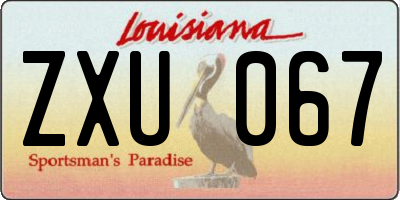 LA license plate ZXU067