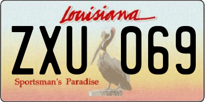 LA license plate ZXU069