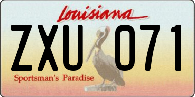 LA license plate ZXU071