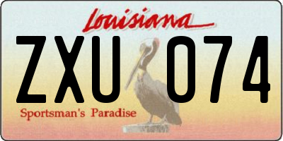 LA license plate ZXU074