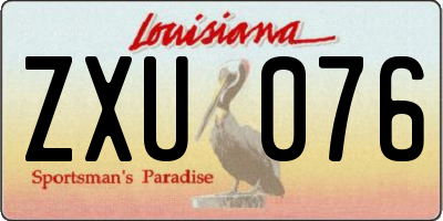 LA license plate ZXU076