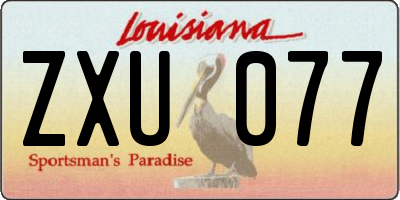 LA license plate ZXU077