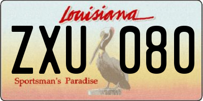 LA license plate ZXU080