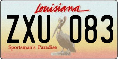 LA license plate ZXU083