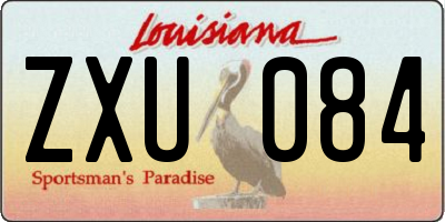 LA license plate ZXU084