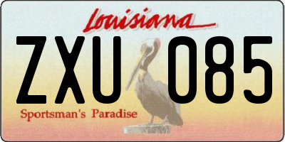 LA license plate ZXU085