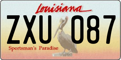 LA license plate ZXU087